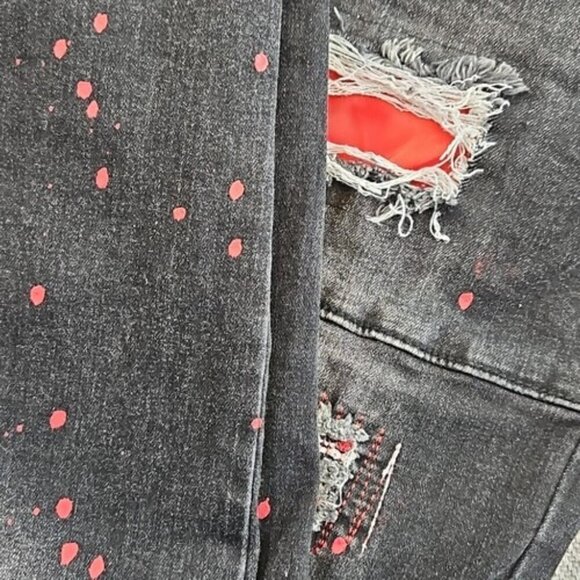 Switch Remarkable Jeans Men's 38x32 Distressed Paint Splatter Slim Jeans 6592 - Picture 14 of 15